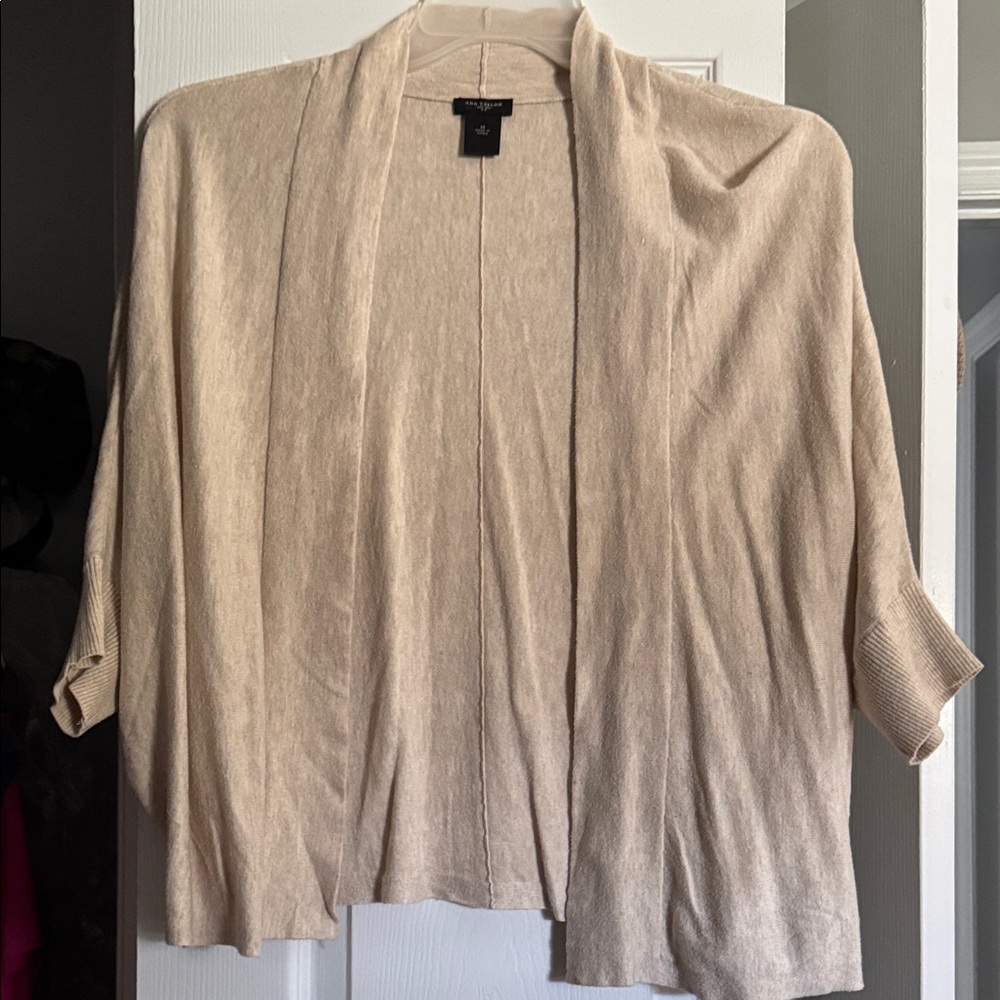 Light Beige Open-Front Women’s Sweater Cardigan